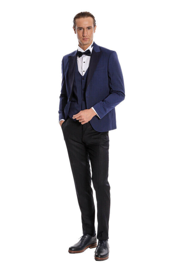 Dot-Patterned Navy Tuxedo - Wessi