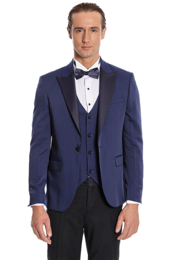 Dot-Patterned Navy Tuxedo - Wessi