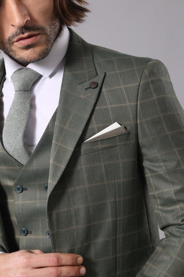 Double Breasted Green Plaid Mens Suit | Wessi