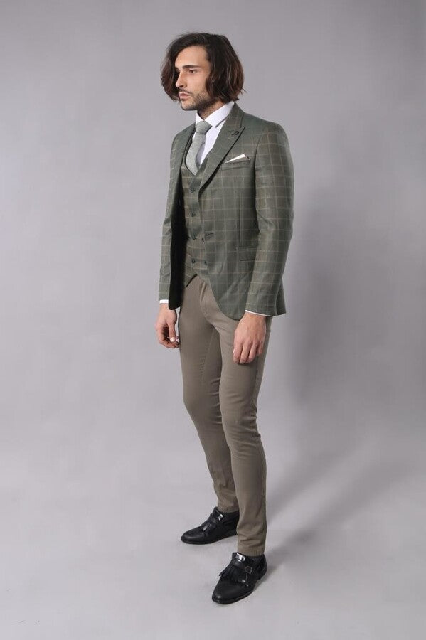 Double Breasted Green Plaid Mens Suit | Wessi