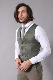 Double Breasted Green Plaid Mens Suit | Wessi