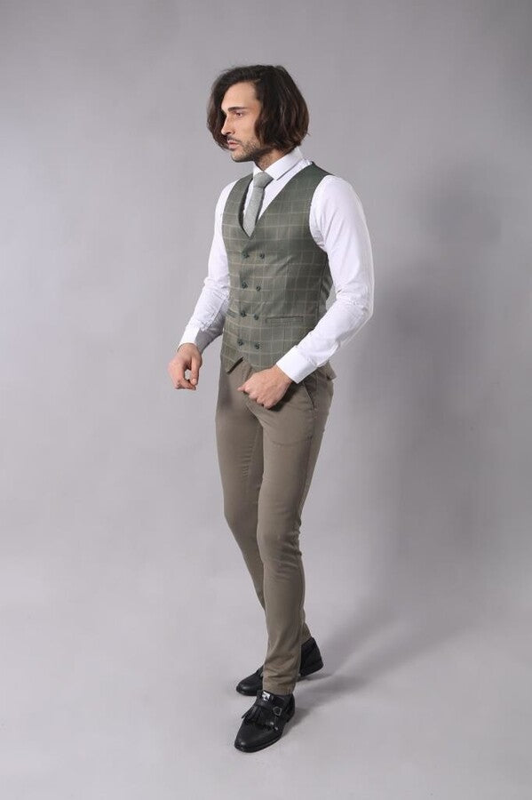 Double Breasted Green Plaid Mens Suit | Wessi