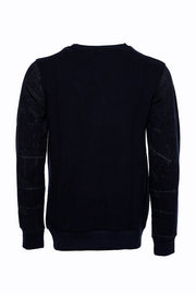 Eagle Patterned Slim Fit Navy Blue Sweatshirt - Wessi