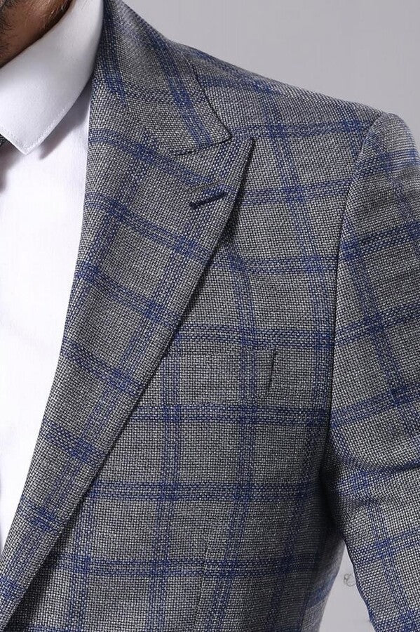 Checked Grey Men's Blazer | Wessi