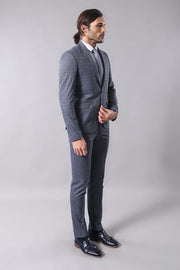 Grey Checked Men's Slim Fit Blazer - Wessi