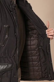 Leather Modeled Dark Brown Slim Fit Quilted Jacket - Wessi