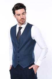 Navy Blue Plain Men's Vest | Wessi