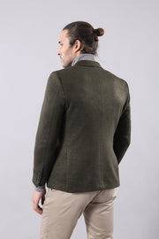 Peak Lapel Dark Green Wool Jacket - Wessi