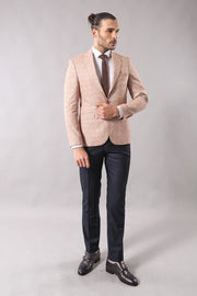 Single Button Plaid Beige Blazer - Wessi