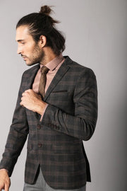 Slimfit Plaid Wool Blazer - Wessi