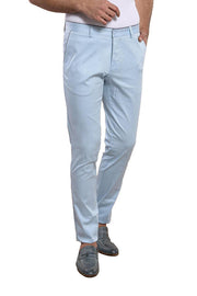 Flap Pockets Cotton Blue Men Pants - Wessi