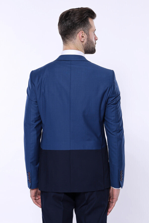 Fragmental Navy Blue Men Suit | Wessi