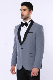 Smoked Shawl Lapel Sparkly Anthracite Tuxedo Jacket - Wessi