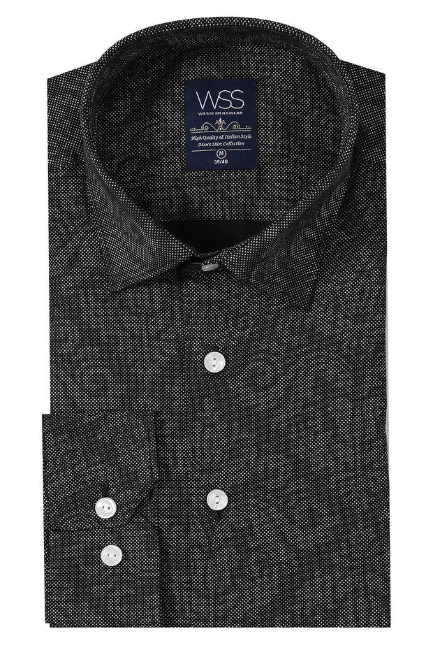 Patterned Smoked Long Sleeve Shirt | Wessi