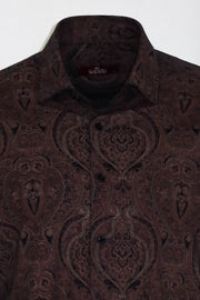 Brown Patterned Slim Fit Men's Shirt - Wessi