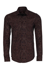 Brown Patterned Slim Fit Men's Shirt - Wessi