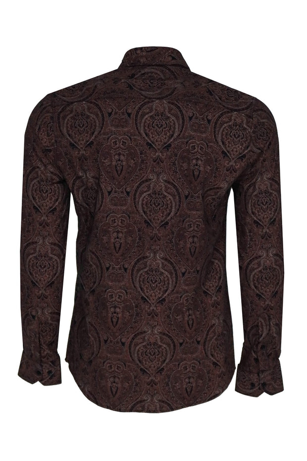 Brown Patterned Slim Fit Men's Shirt - Wessi