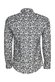 Bloom Patterned Dark Slim Fit Grey Men Shirt - Wessi