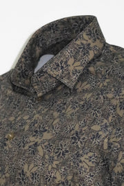 Bloom Patterned Beige Slim Fit Shirt - Wessi