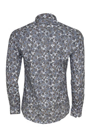 Bloom Patterned Grey Slim Fit Shirt - Wessi