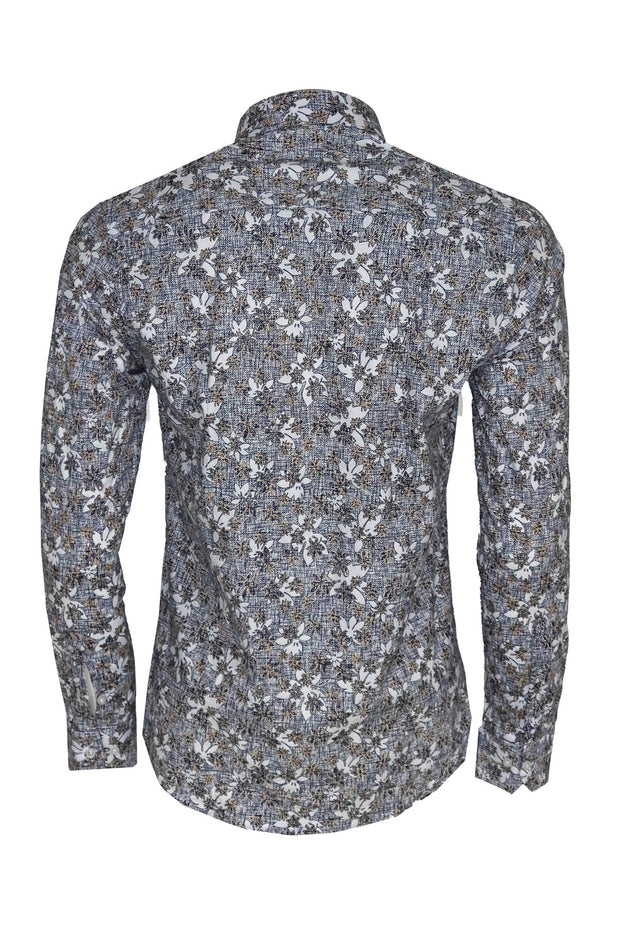 Bloom Patterned Grey Slim Fit Shirt - Wessi