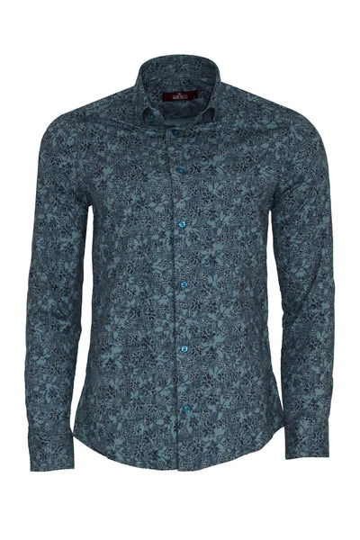 Bloom Patterned Green Slim Fit Shirt - Wessi