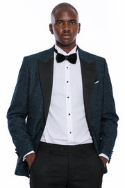 Glitter Pattern Green Men Prom Blazer - Wessi