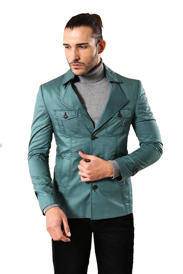 Green Cotton Trench Coat - Wessi