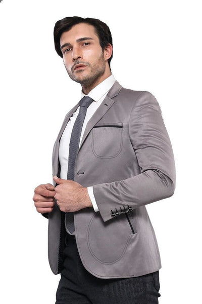 Grey Blazer With Patch Pockets | Wessi