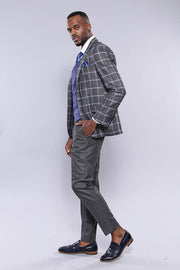 Grey Blue Checked Suit - Wessi