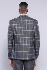 Grey Blue Checked Suit - Wessi