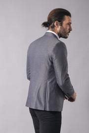 Grey Jacket Combined Black Suit - Wessi