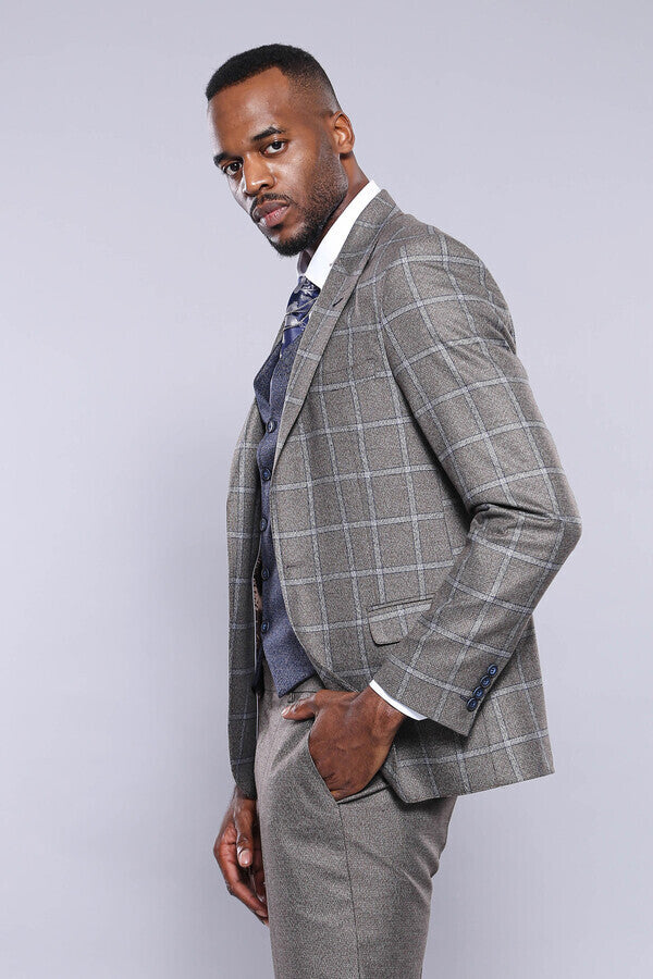 Vested Grey Men Suit - Wessi