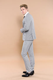 Grey Plaid Vested Men's Suit | Wessi