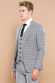 Grey Plaid Vested Men's Suit | Wessi