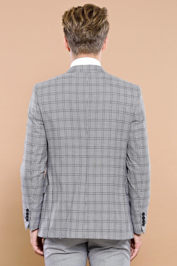 Grey Plaid Vested Men's Suit | Wessi