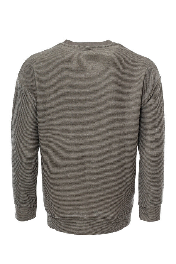 Horizontal Striped Khaki Men's Sweatshirt - Wessi