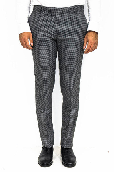 Houndstooth Patterned Anthracite Men Pants - Wessi