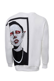 Human Figure Crew Neck White Sweatshirt - Wessi