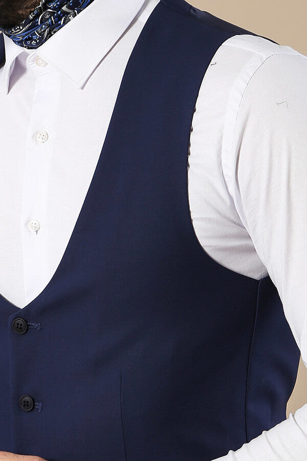 Navy Blue Vest Separate with Watch Pockets - Wessi