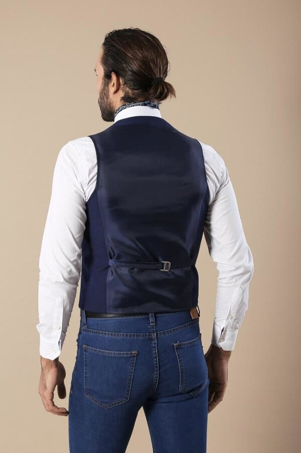 Navy Blue Vest Separate with Watch Pockets - Wessi