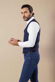 Navy Blue Vest Separate with Watch Pockets - Wessi