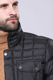 Quilted Black Men Winter Coat - Wessi