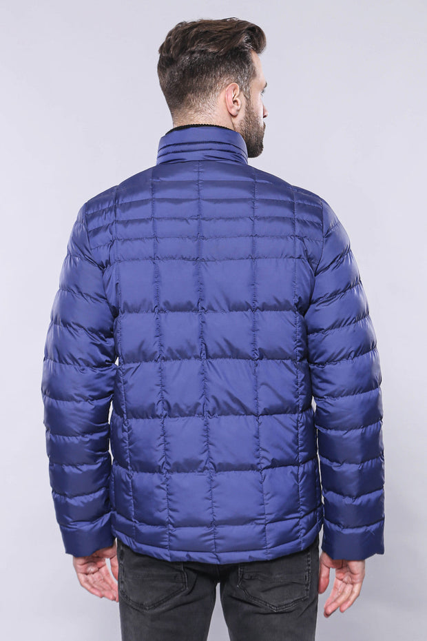 Quilted Blue Men Winter Coat - Wessi