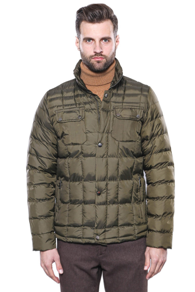 Quilted Green Men Winter Coat - Wessi