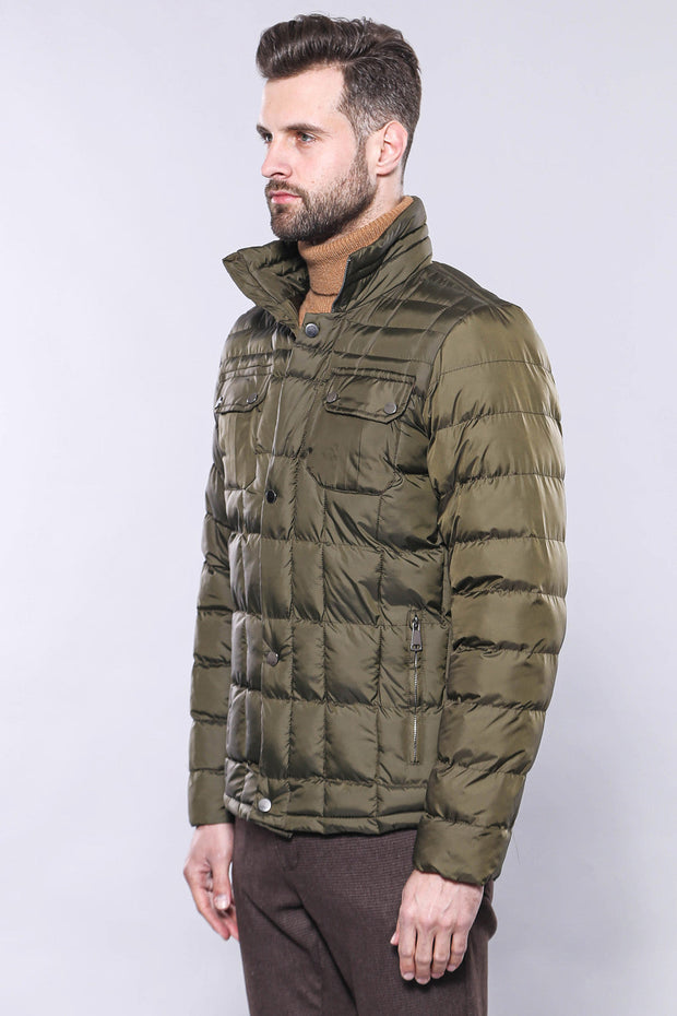 Quilted Green Men Winter Coat - Wessi