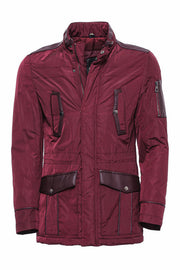 Leather Modeled Burgundy Slim Fit Quilted Jacket - Wessi