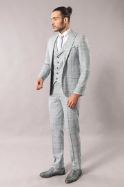 Light Green Checked Mens Suit | Wessi