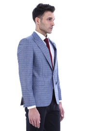 Light Blue Linen Dot Patterned Jacket | Wessi