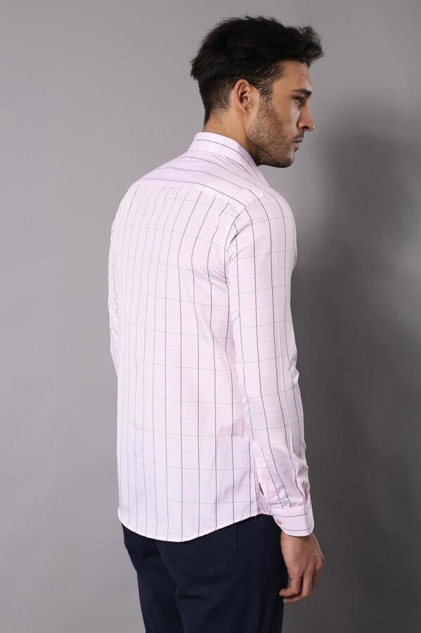 Light Pink Plaid Shirt for Men | Wessi